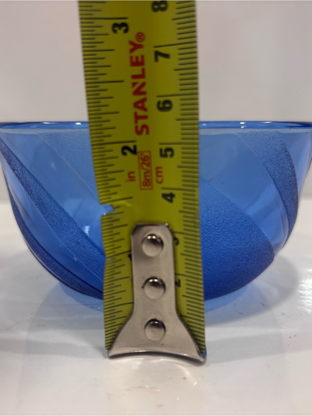 Vintage Brazilian cobalt blue art glass bowl frosted swirl pattern- Brazil - Picture 3 of 5